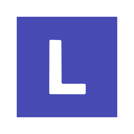 A white letter "L" on a blue square background serves as a modern icon, ideal for AI prompt designs.