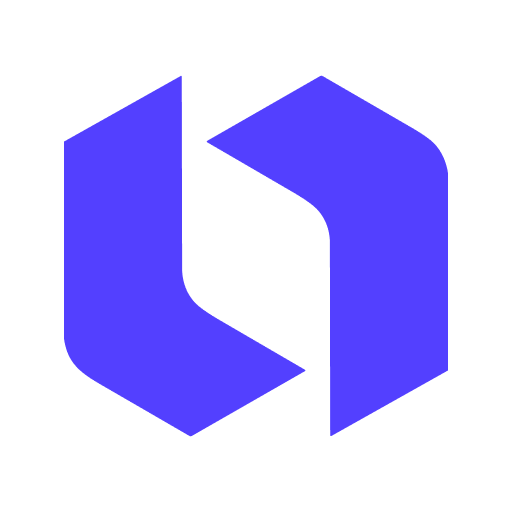 A blue hexagonal logo with two vertical cutouts, creating an abstract, open-ended box shape, reminiscent of innovative AI prompts.