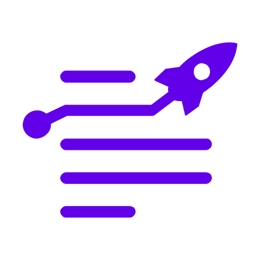 Purple rocket icon with trailing lines on a white background, ready to launch into the world of AI prompts.