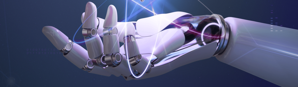 Ai in text image Robot hand